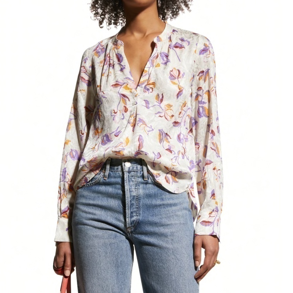 Zadig & Voltaire Tink Floral Print Long Sleeve Blouse Top